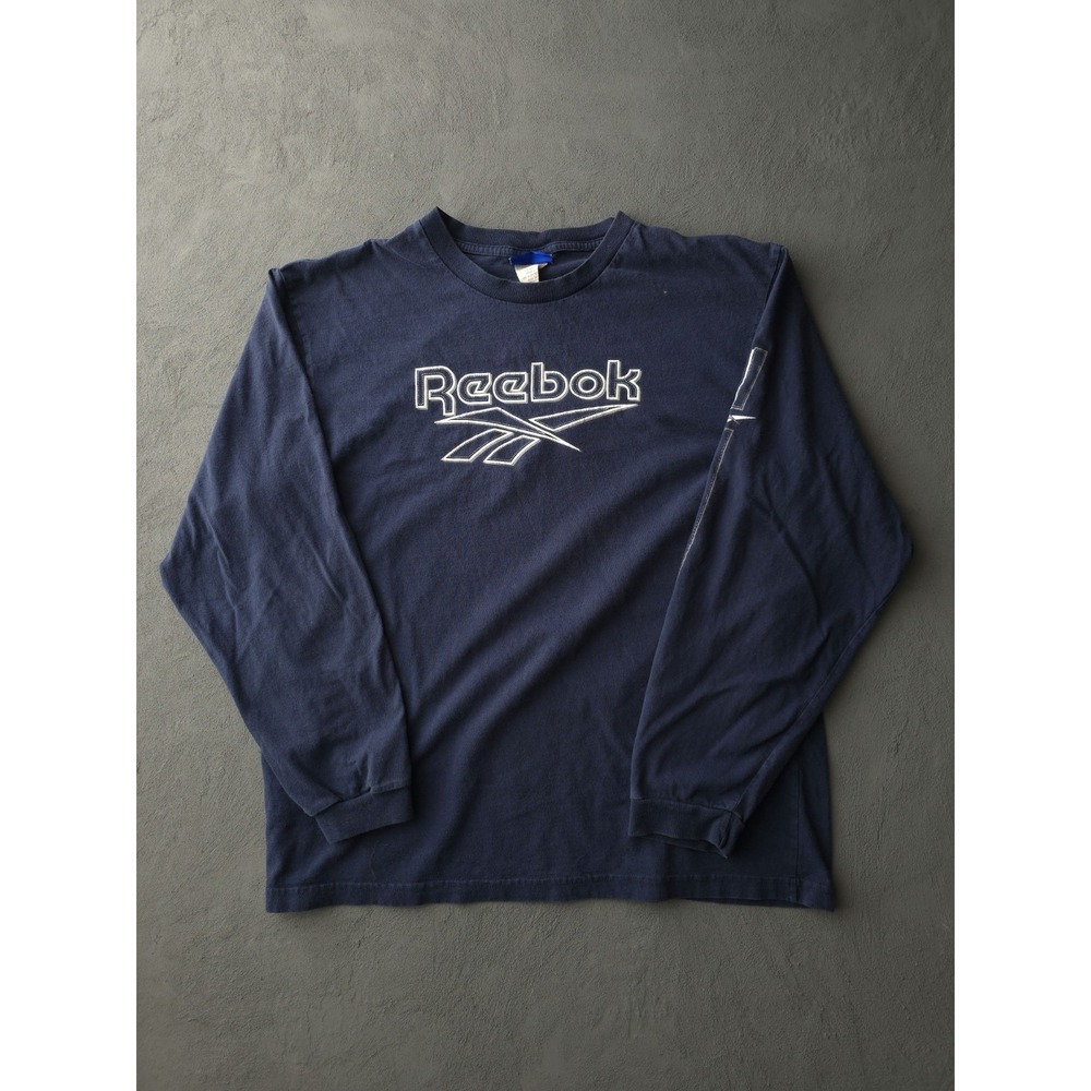 Vintage 2000s Y2K Reebok Classic Long Sleeve Navy Blue T-shirt XL